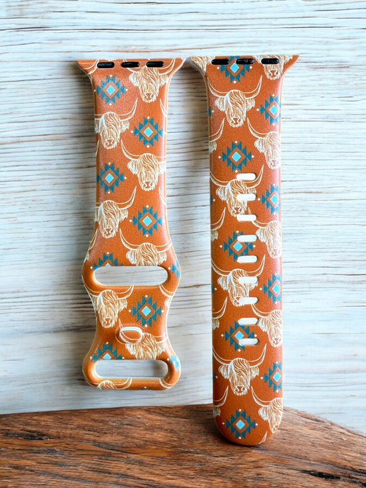 Orange Highland Cow Watch Band (H18)