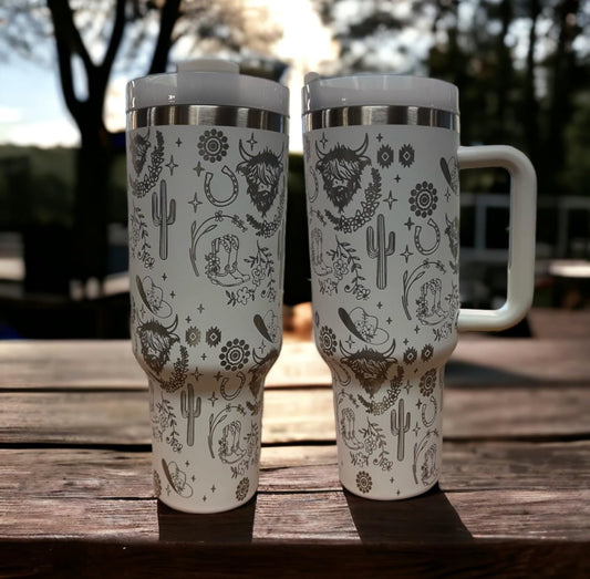 White Western 40 oz Tumbler