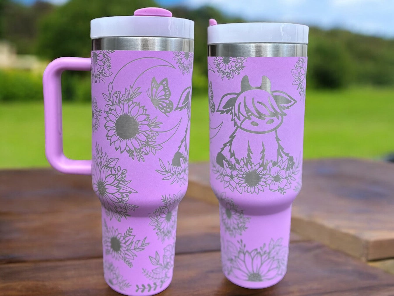 Purple Sunflower Cow 40oz Tumbler