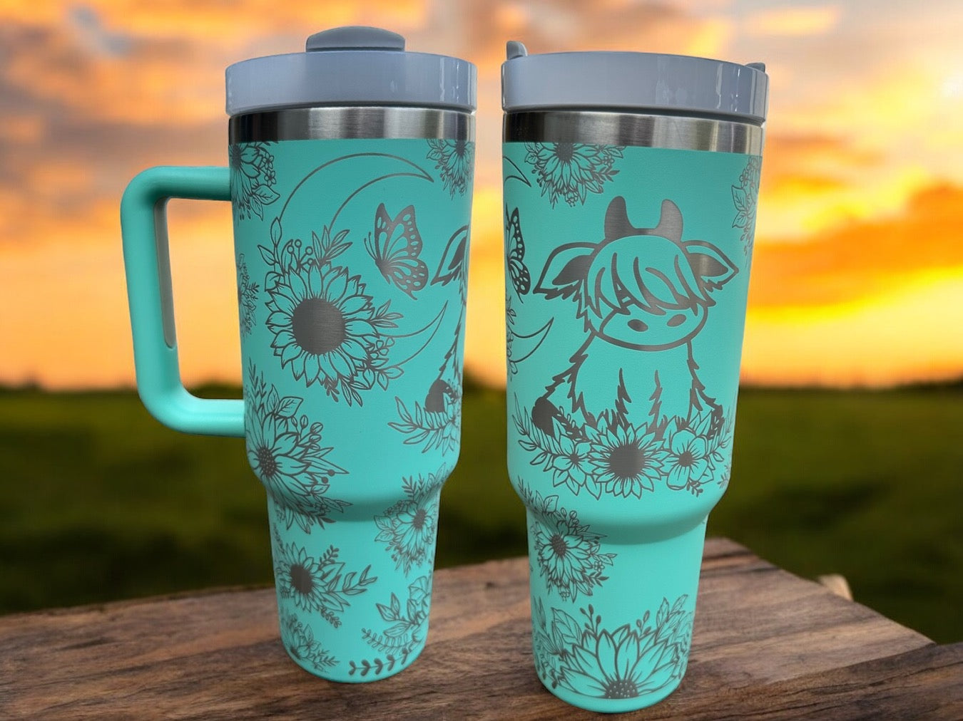 Mint Highland Cow 40oz Tumblers