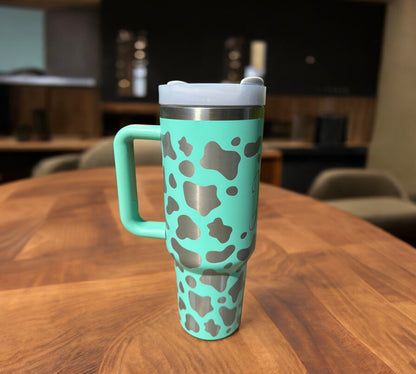 Mint Cow Print 40 oz Tumbler