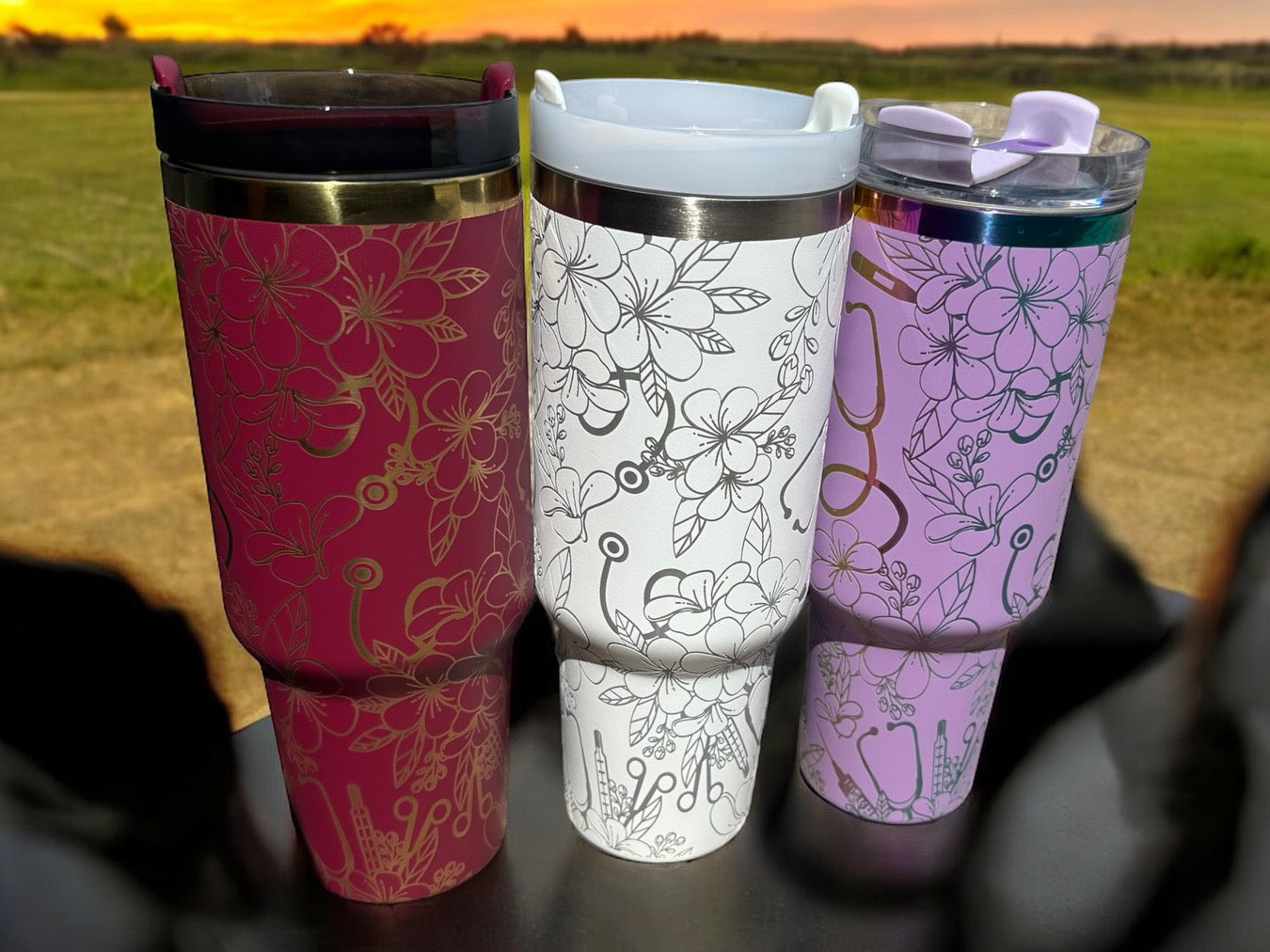 Floral Stethoscope 40oz Tumbler