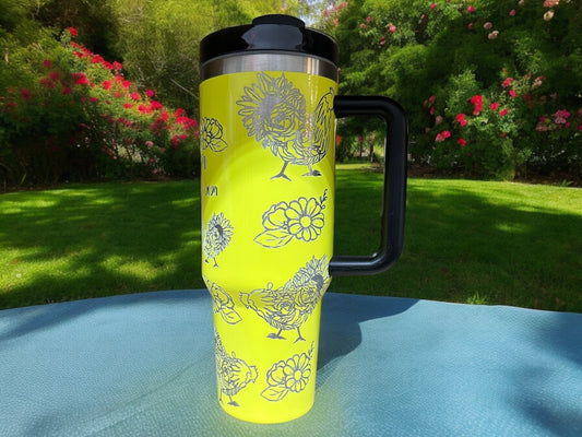 Floral Chicken 40 Oz Tumbler