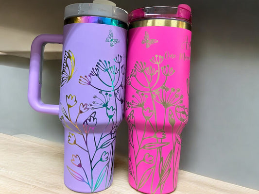 Floral Butterfly 40oz Tumbler