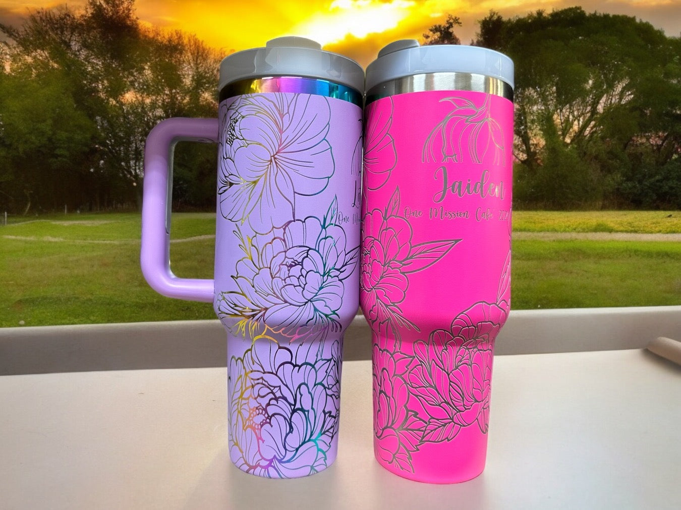 Peonies Pink and Purple 40 oz Tumbler